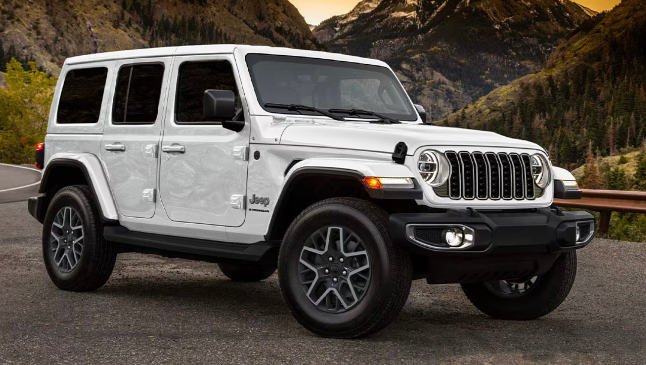 New Jeep Wrangler in white outside in Baraboo, WI