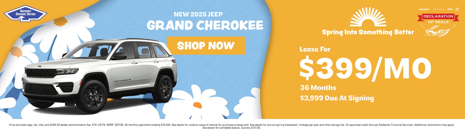 Lease for $399/mo. for 36 Months $3,999 due at signing 