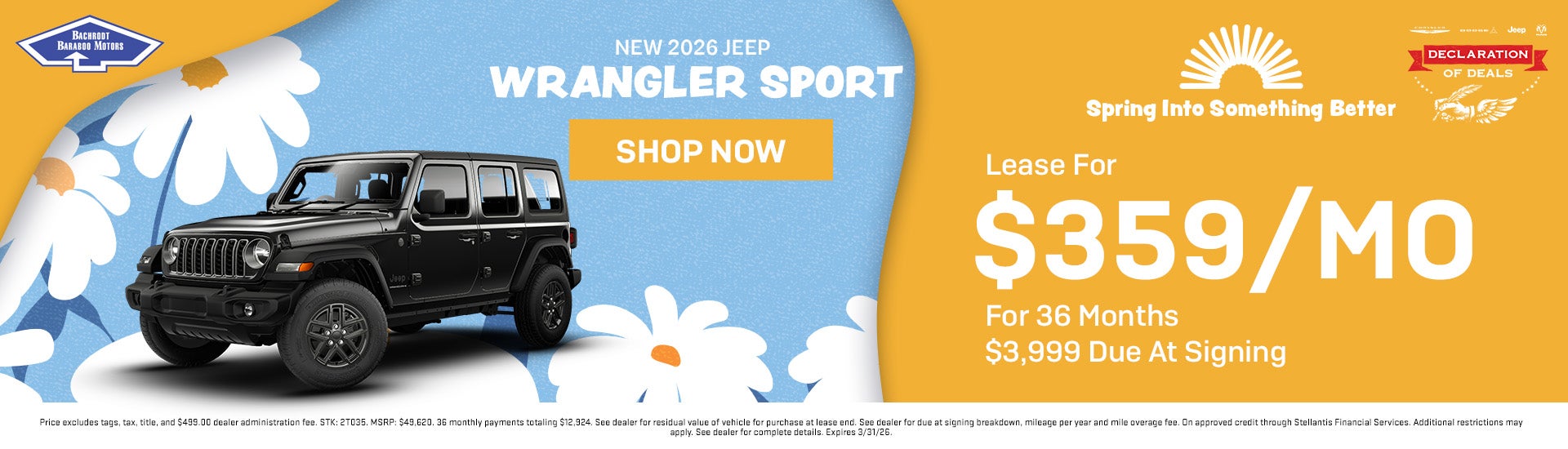 Lease for $359/mo. for 36 Months $3,999 due at signing 